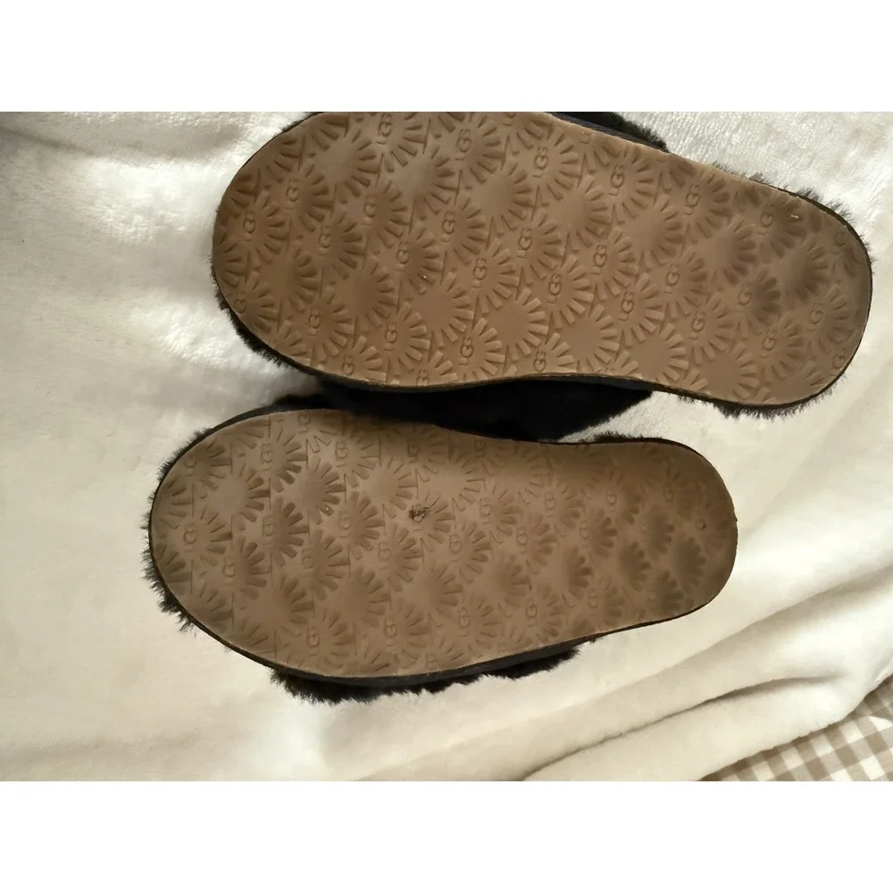 UGG Kids Fluff Yeah Slide Slippers Black Size 12